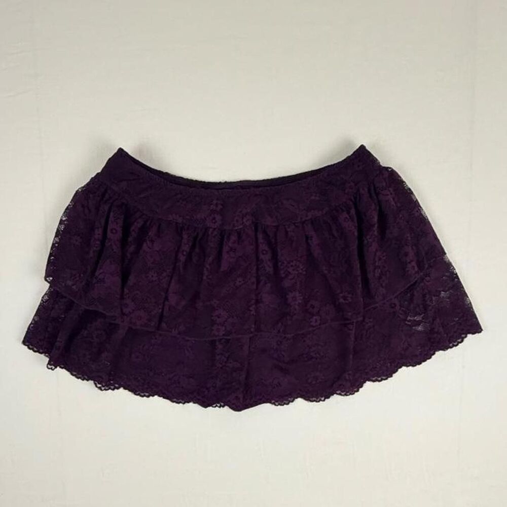 Lace Ruffle Mini Skort Deep Purple - L